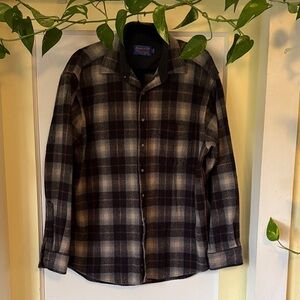 Pendleton Black and Gray Plaid Button Down Shirt